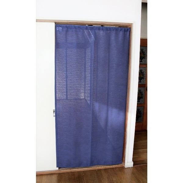 間仕切り カーテン 85×170cm ネイビー 日本製 防炎加工 取り付け簡単 突っ張り棒 のれん ...