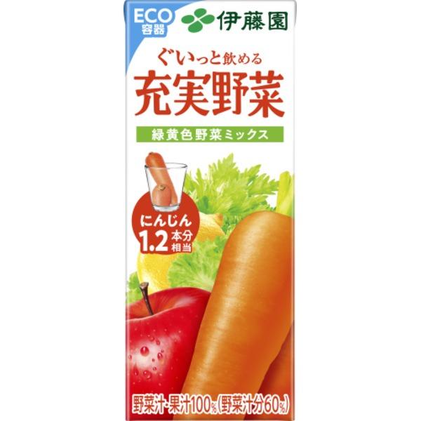 〔ケース販売〕伊藤園 紙充実野菜緑黄色野菜ミックス200ml 〔×48本セット〕