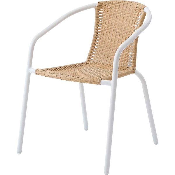 ガーデンチェア 約幅55×奥行58×高さ74×座面高43cm ホワイト スチール ガーデン エクステ...