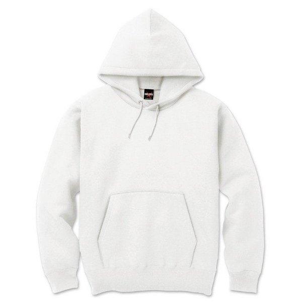 裏起毛 プル パーカー Lサイズ ホワイト 12.5oz ヘビーウェイト 綿混 コットン混 保温力抜...