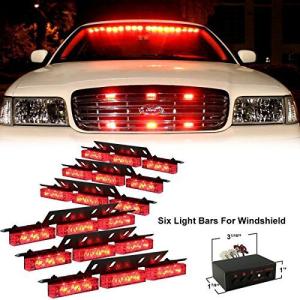 Ranzek 車警告灯 緊急ストロボ点滅灯 三つの点滅モード 54LED高輝度 6PCSセット 赤光
