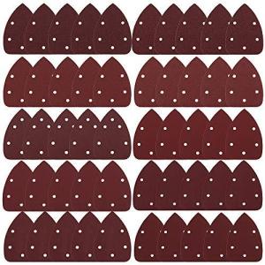 Fashionslee_jp 50個サンディングペーパー 三角 マウス詳細サンダー研磨紙サンディングペーパー鉤とループ組み合