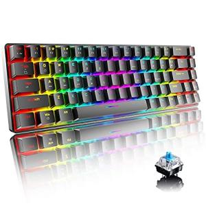 ゲーミングキーボード メカニカル式 小型 英語配列 青軸68キー防衝突 ゲーム用キーボード 18種類のRGBバックラ