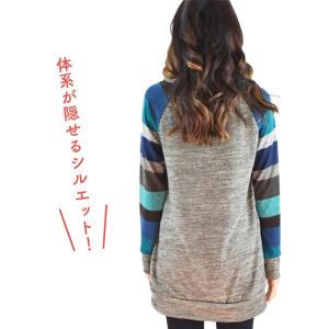 レディース チュニック ワンピース 長袖 トレ...の詳細画像1