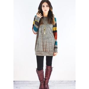 レディース チュニック ワンピース 長袖 トレ...の詳細画像3