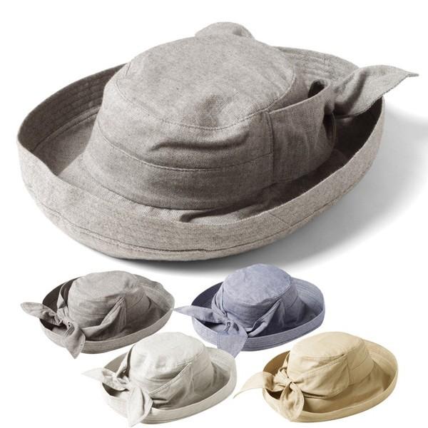 小顔効果絶大 バックリボンUVハット 全4色 uvカット 帽子 レディース ハット 熱中症 花粉症 ...