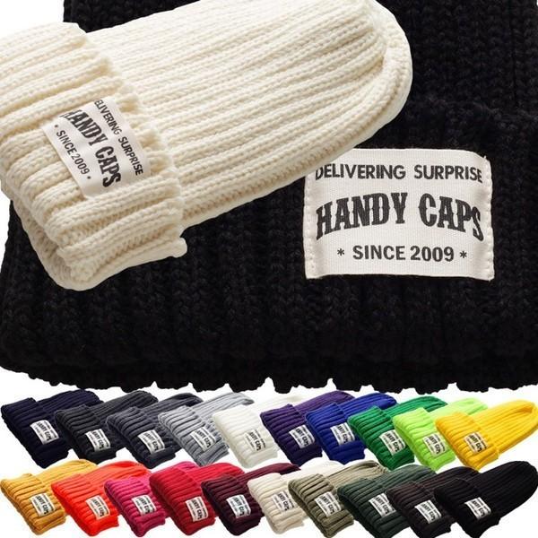 ニット帽 レディース アクリル100％ Handy Caps リブ編み タグ付きニット帽 全20色 ...