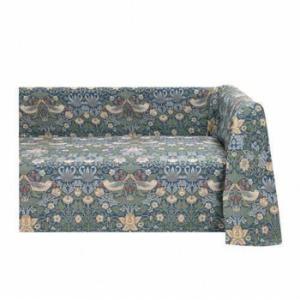 川島織物セルコン Morris Design Studio いちご泥棒 マルチカバー 200×200cm HV1710　BG・ブルーグリーン