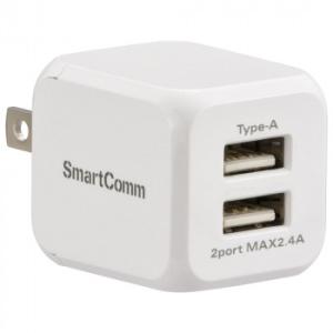 OHM SmartComm USBかんたん充電 TypeA2ポート 最大12W MAV-AU224N