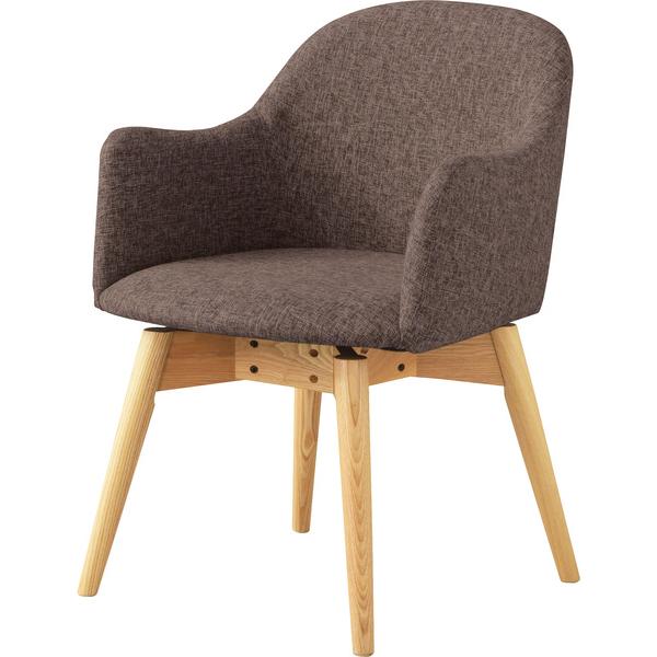 カラメリ 回転式チェア 天然木(アッシュ) ウレタン塗装 ポリエステル ブラウン KRM-020BR