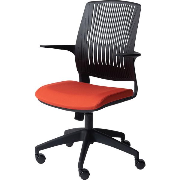 クレコ　オフィスチェア ポリプロピレン ナイロン ポリエステル オレンジ×ブラック OFC-50OR...