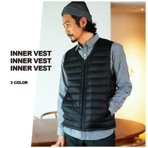 インナーダウン メンズ ベスト アウター ダウン おしゃれ 軽量 カジュアル トップス シンプル 無地 暖か 防寒  秋 冬 秋冬 ブラック 黒 M L LL