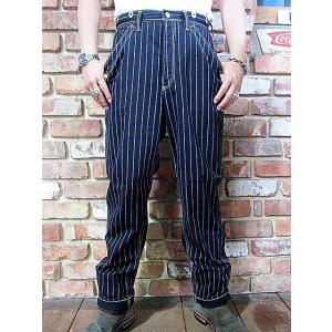 フリーホイーラーズ ワークパンツ FREEWHEELERS UNION SPECIAL OVERALLS "GANDY DANCER" OVERALLS #2022005 NAVY CHAIN STRIPE｜hangar-market