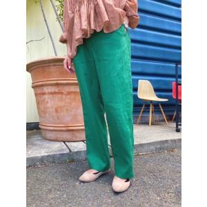 ルメランジュ パンツ Le melange 6123505 リネンイージーパンツ 50.GREEN｜hangarmarket-ladys