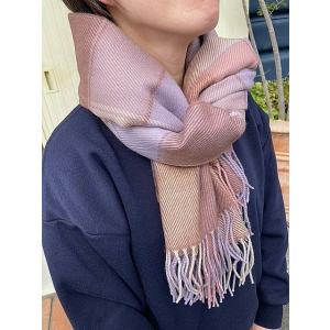 ルメランジュ ストール 大判 Le melange 6158001 大判チェックストール 371.LAVENDER｜hangarmarket-ladys