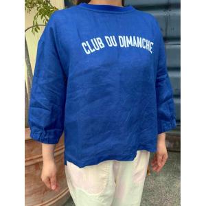 Clip tab(クリップタブ)　60リネン CLUBプリントTシャツ　3262C-004　ブルー