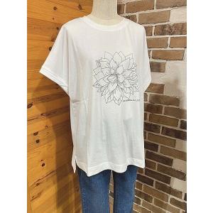 マルゴー Tシャツ フラワープリント MARGAUX MG-2103-011 フラワープリントTシャツ white/black｜hangarmarket-ladys