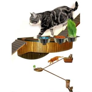 キャットタワー 据え置き メイドインUSAの壁取り付けアメリカWALLWALKER スターターセット クラシックウォールナット