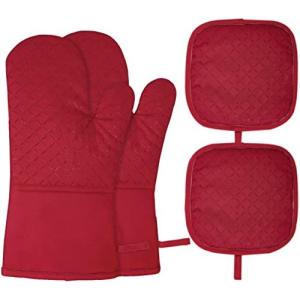 オーブンミトン Whonor 耐熱ミトン 300℃耐熱 やけど防止 鍋つかみ 柔軟な綿製+表面シリコーンメッシュ 滑り止め