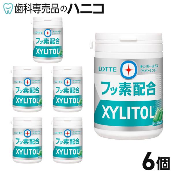 ロッテ キシリトールガム＋フッ素 ペパーミント スリムボトル 6個 緑茶抽出物由来のフッ素配合