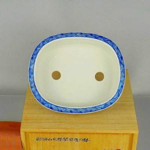 月香 共布 共箱 染付 舟 山水 楼閣図 楕円...の詳細画像4