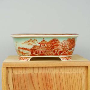 盆栽　鉢　緑巳斉春松　幅76.8cm 植木鉢【禄巳斉春松】手作り切立長角盆栽鉢(イブシ）13号 : ヤマコー