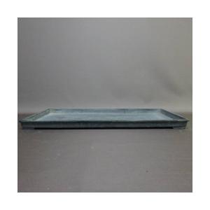 【中古】水盤 銅水盤 大型 長辺 約60cm 長方 銅盤 鉢 水石 盆栽 花器 銅製 現品 中古