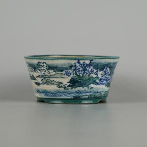 植木鉢【禄巳斉春松】手作り切立長角盆栽鉢(イブシ）13号 : ヤマコー
