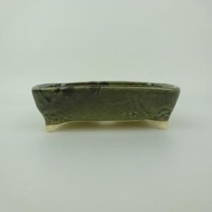 中古】盆栽鉢 初代 石田 祥石 小型 長辺 約 11.8cm 六角鉢 外縁 色絵
