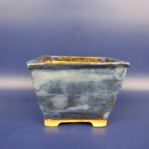 中古】盆栽鉢 十王堂 松泉造 中型 長辺 約 29cm 丸鉢 外縁 現品 中古鉢