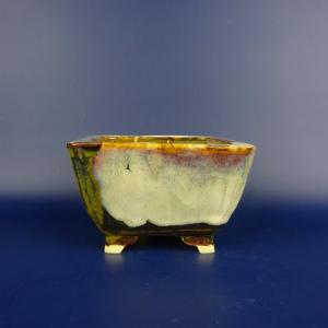 盆栽鉢】 時代鉢 古瀬戸 青磁長方鉢（左右19.5cm 無傷）いよじ園