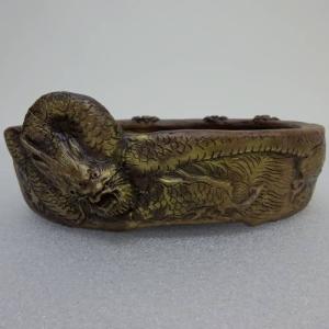 角山窯幸峰浮彫龍文長方鉢 第17回現代小鉢作家展「泥物の部」銀賞受賞