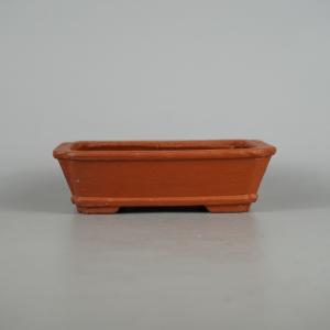 中古】盆栽鉢 中国宜興 w落款 小型 長辺 約17cm 長方鉢 泥物 中国鉢
