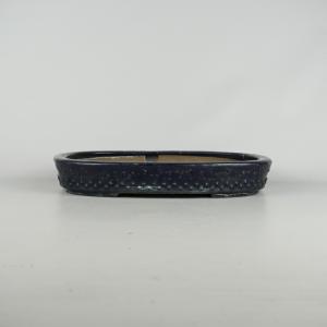 中古】盆栽鉢 十王堂 松泉 小型 長辺 約 14cm 丸鉢 鋲打 泥物 中古鉢