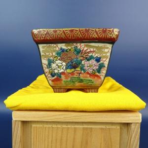 九谷晃雲色絵龍図長方鉢 盆栽鉢 鉢 植木鉢 小鉢 bonsaipot 作家鉢 くた