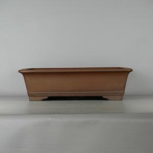 中古】 盆栽鉢 常滑 中野 行山 大型 長辺 約41.5cm 長方鉢 下帯 泥物