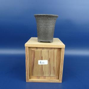 中古】盆栽鉢 中国宜興 w落款 小型 長辺 約17cm 長方鉢 泥物 中国鉢