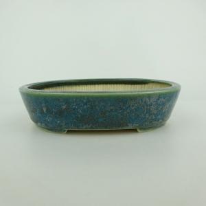中古】盆栽鉢 寿悦 小鉢 長辺 約 6.3cm 正方鉢 浮彫 蟹 カニ 釉薬 現品