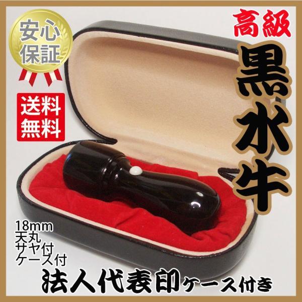 会社の印鑑　代表印　黒水牛　ケース付　