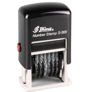 シャイニー ナンバープリンタ shiny S-309 ナンバリングスタンプ『送料無料』 ナンバースタンプ ナンバー 回転 ゴム印 印鑑 事務用品 黒 回転ゴム印 欧文6連