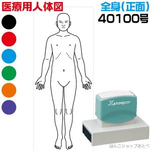 人体図 シャチハタ 医療用人体図 全身 正面 角型印 40100号 医療 スタンプ 『本州送料無料』 カルテ 病院 検査 はんこ 印鑑 ハンコ｜hanko-otobe