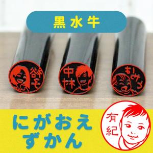 似顔絵の印鑑 にがおえのはんこ「にがおえずかん」黒水牛印鑑｜hankos