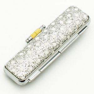 印鑑ケース きらめきラメケース 水玉シルバー（10.5-12.0mm） 朱肉付き