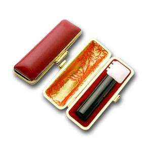印鑑 はんこ 実印 黒水牛（芯持） 13.5mm 印鑑ケース(赤-金枠)付き 個人印鑑 ハンコ 判子 名前 送料無料