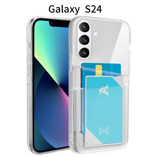 Galaxy S24 ケース クリア｜SC-51E｜SCG25対応｜カード収納×2枚｜透明TPUバン...
