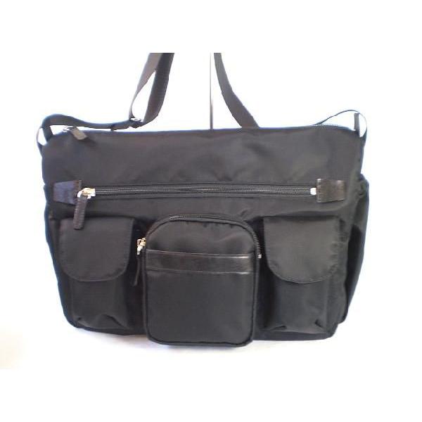 ライトナイロン斜めがけバッグ ポケットいっぱい（黒）