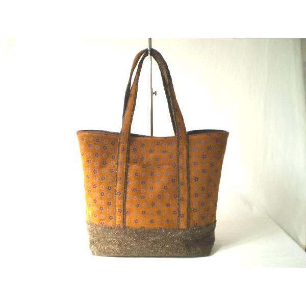 イタリアンスエード花柄トートバッグ（キャメル）　