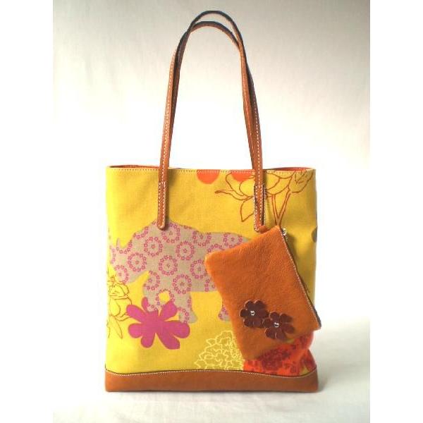 通勤用　トートバッグ　アフリカンファンタジー（イエロー）