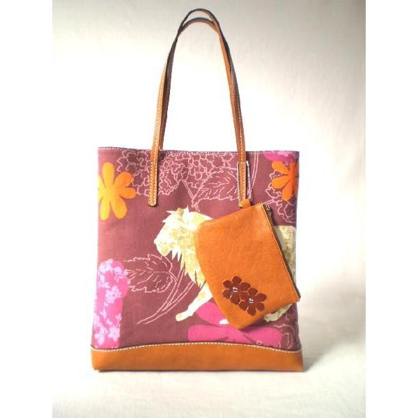 通勤用　トートバッグ　アフリカンファンタジー（プラム）