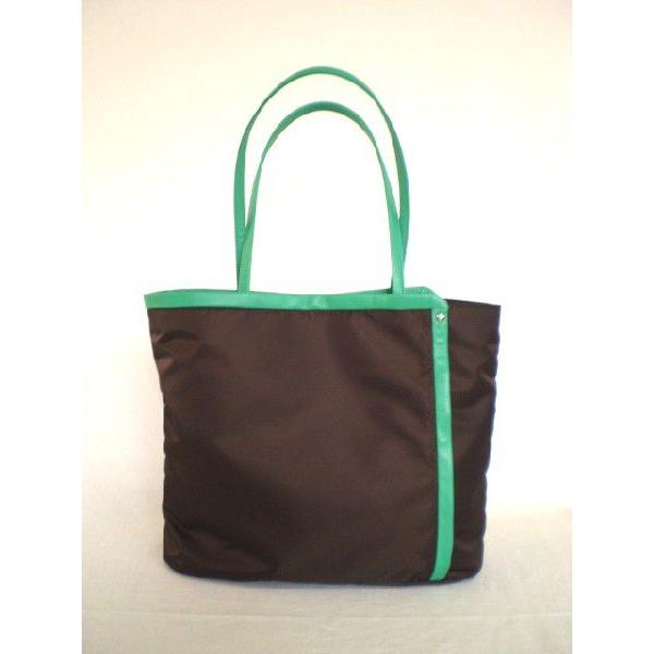 トートバッグ　ちょいとアート気分（茶×グリーン）